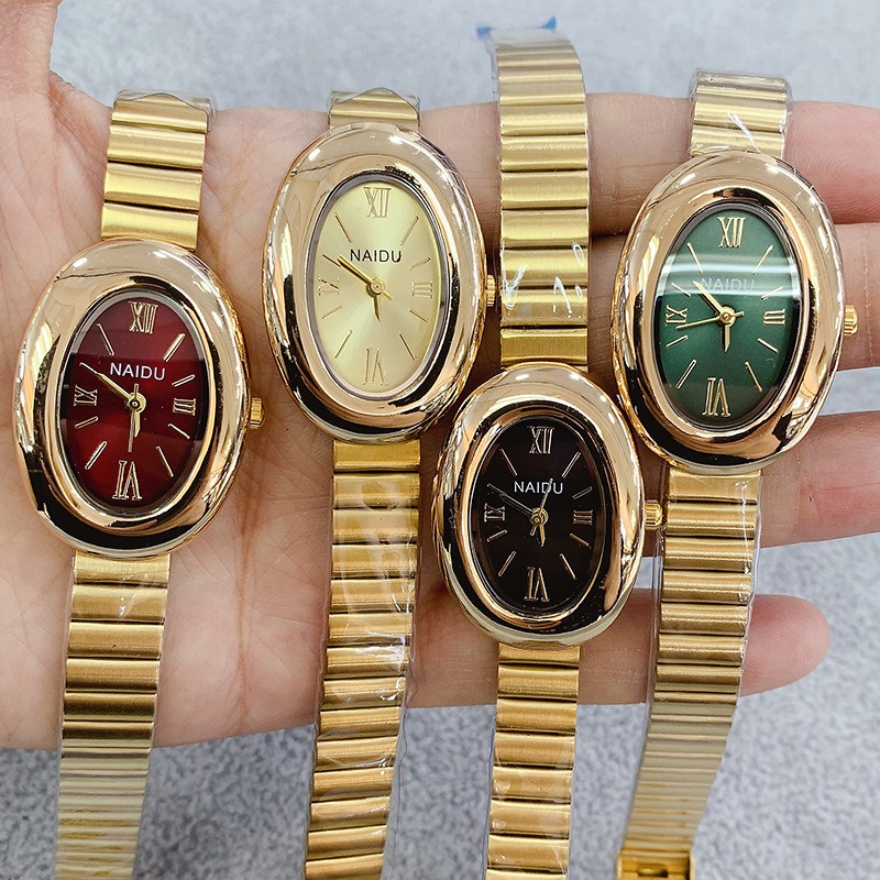 Luxury Watch Girl - Reloj de cuarzo ovalado dorado de