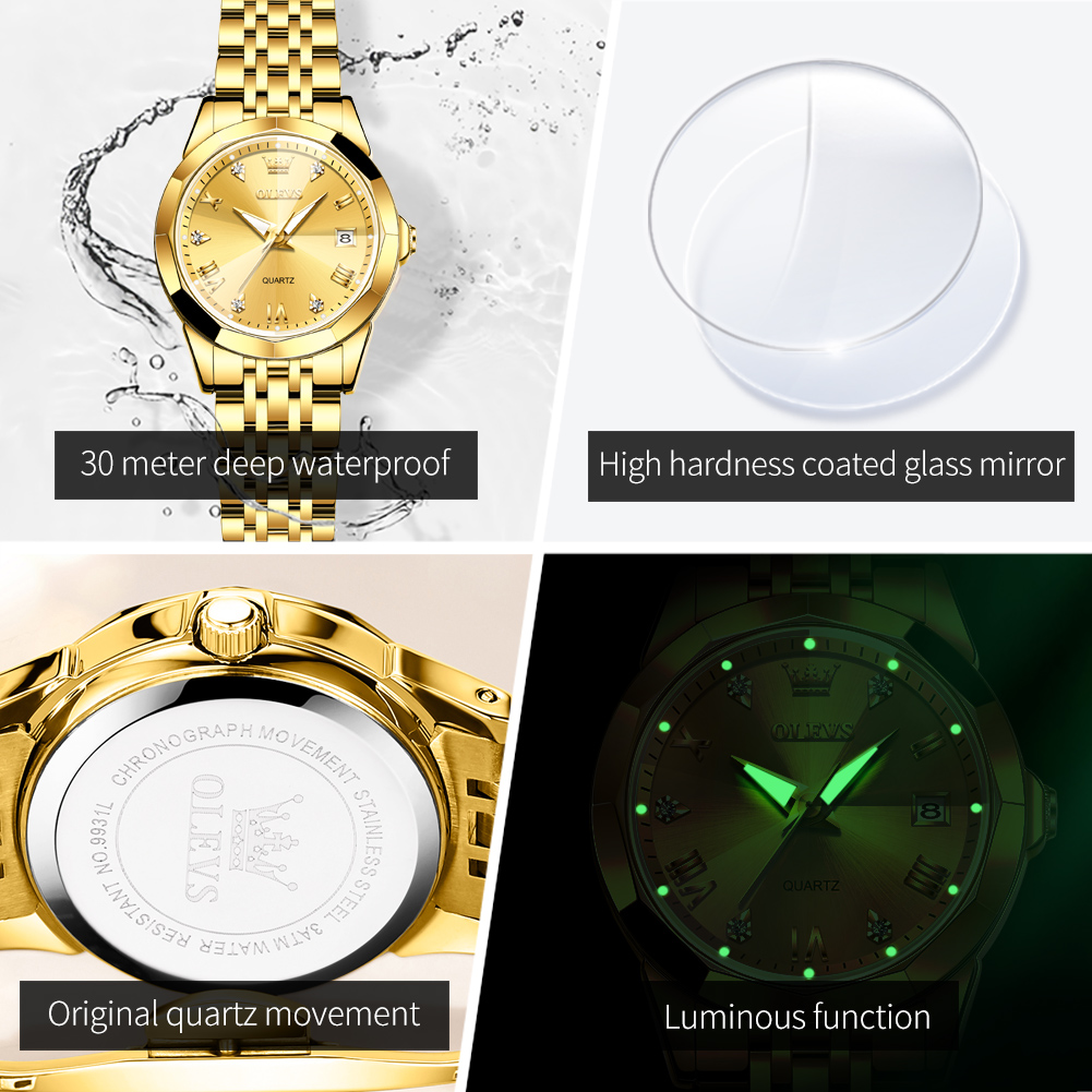 OLEVS, reloj dorado a la moda  - Luxury Watch Girl reseña y precio