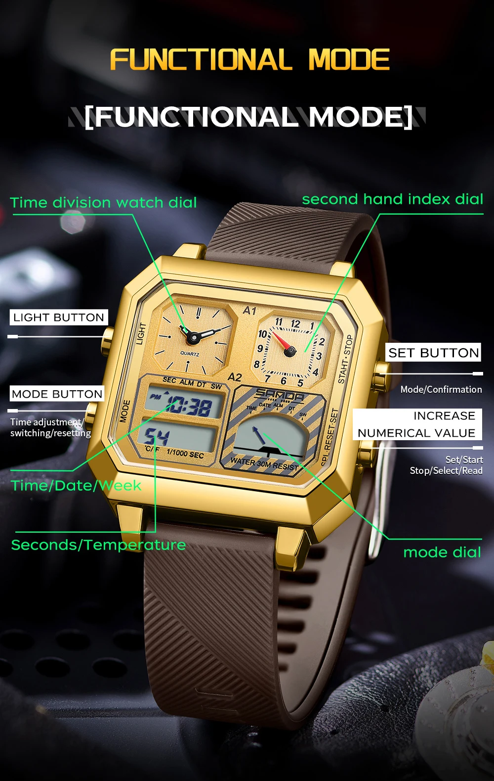 SANDA-reloj electrónico inteli - Luxury Watch Shop reseña y precio
